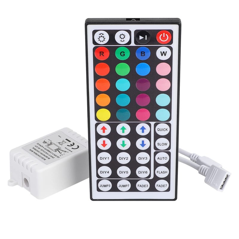 SUPERNIGHT RGB LED Light Strip Remote Controller, Dimmer for RGB LED Strip Lights, 44 Key Wireless IR Remote Controller for SMD 5050 3528 Rope Lights - Image 1